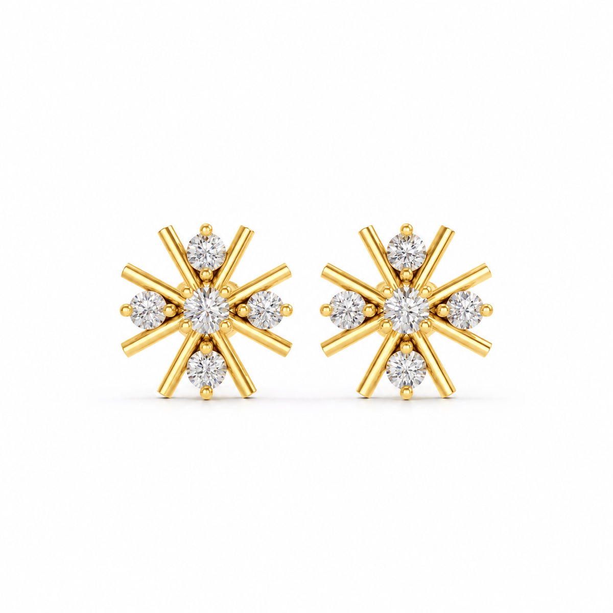 14K Snowflake Diamond Stud Earring