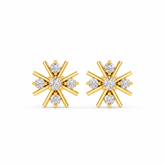 14K Snowflake Diamond Stud Earring