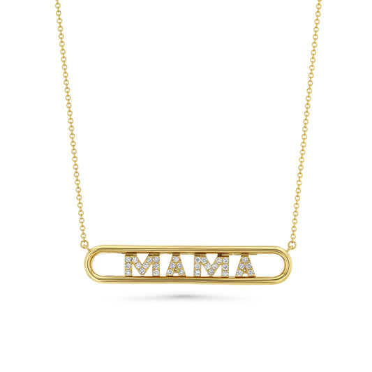 14K Gliding "MAMA" Diamond Necklace