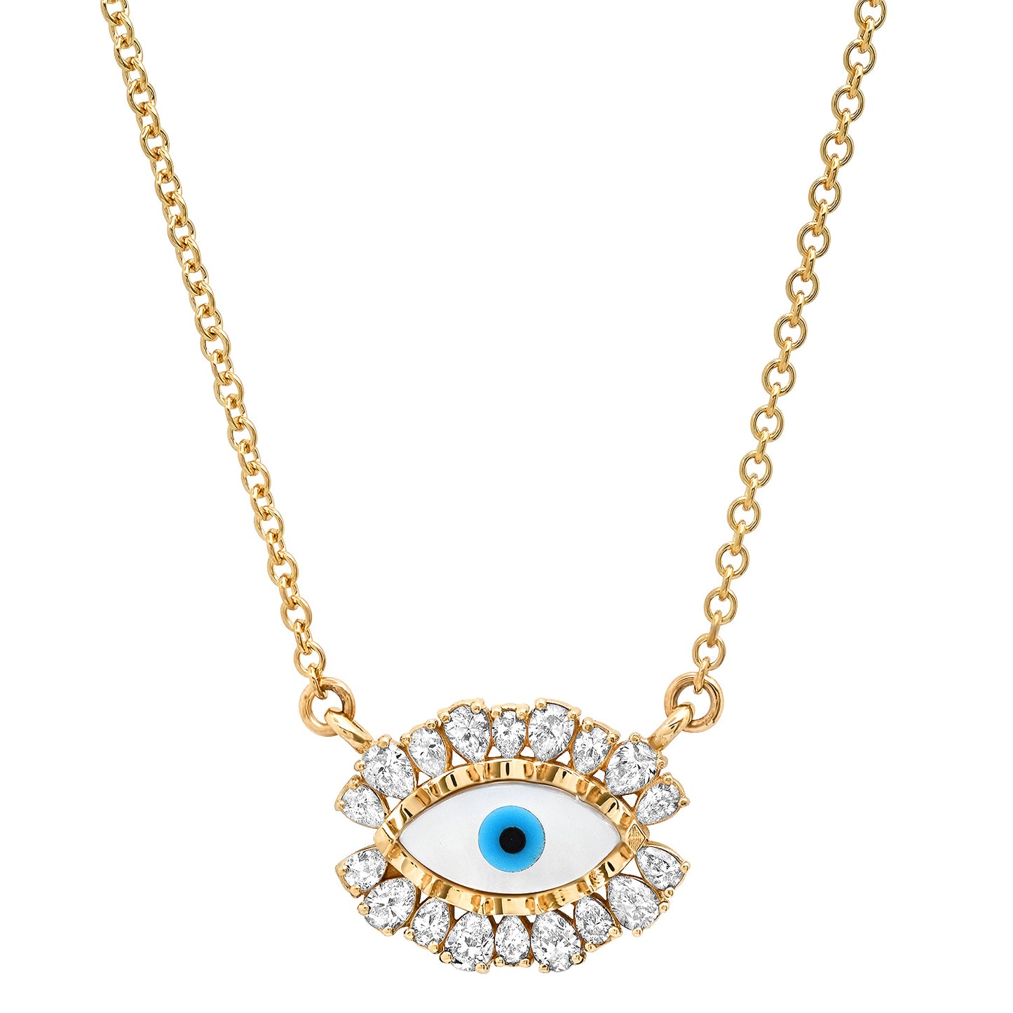 14K Pear Evil Eye Necklace