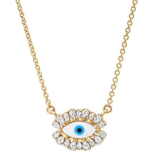 14K Pear Evil Eye Necklace