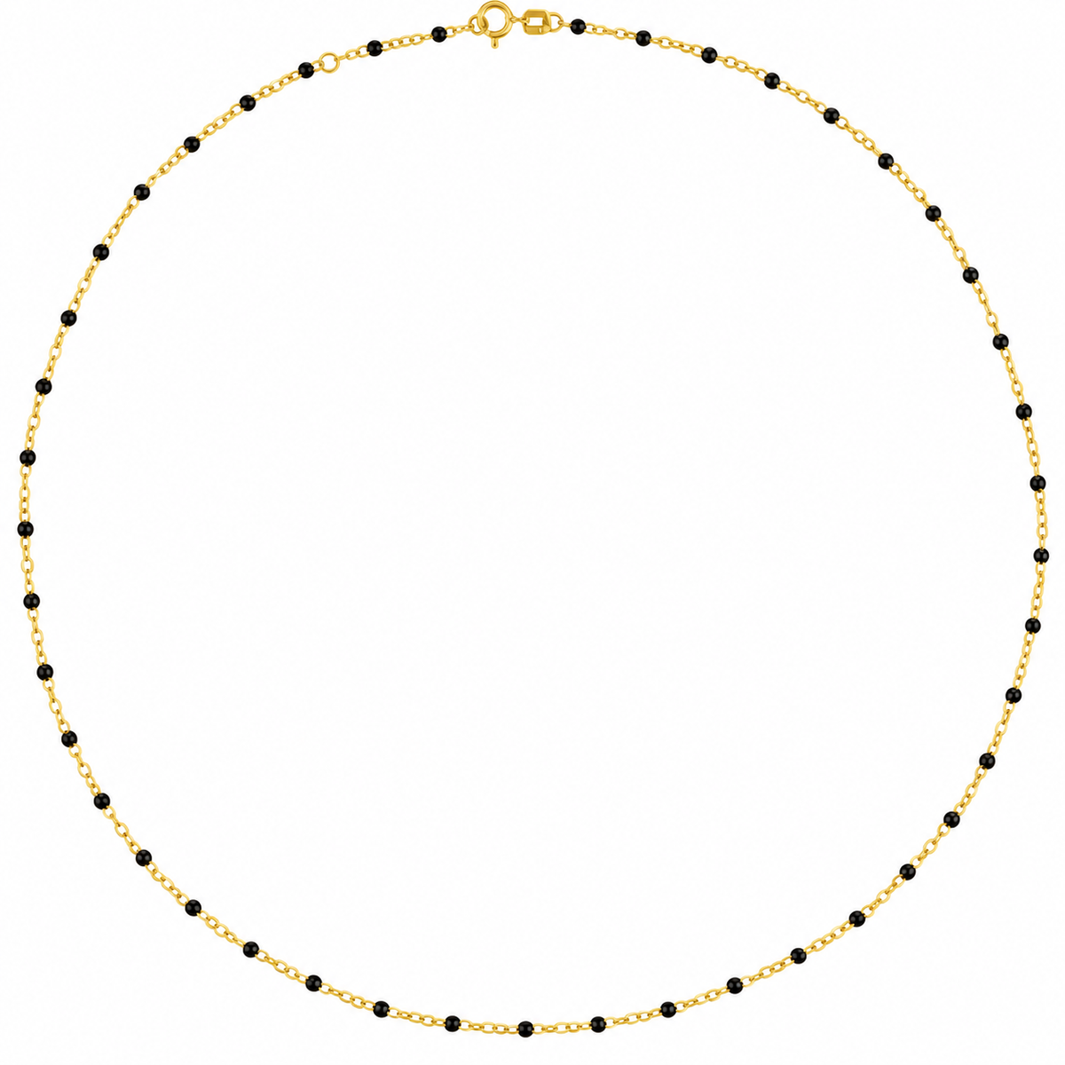 14K Adjustable Black Bead Chain Necklace