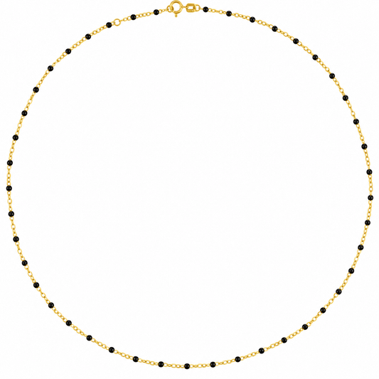 14K Adjustable Black Bead Chain Necklace