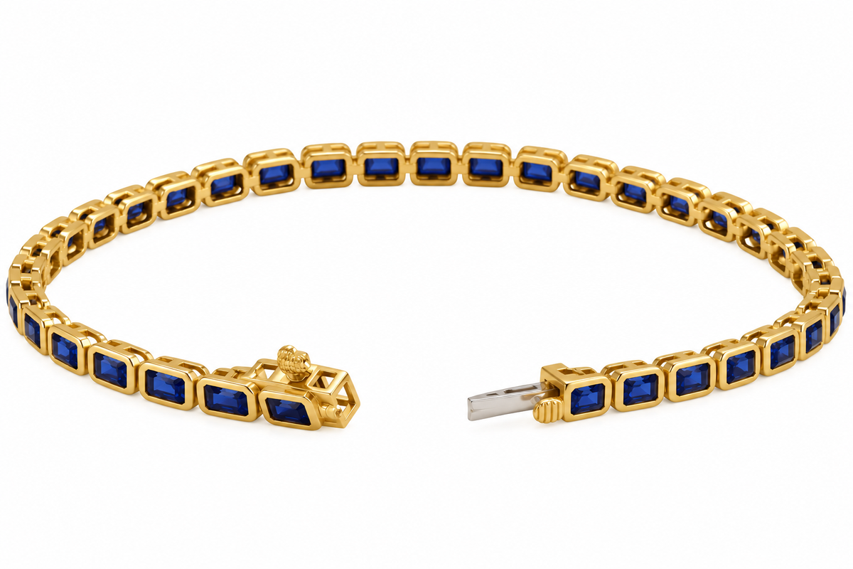 14K Emerald Sapphire Tennis Bracelet