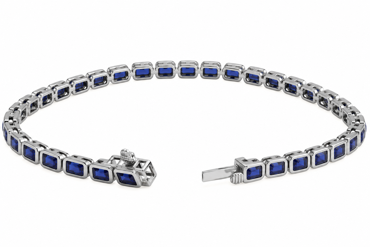 14K Emerald Sapphire Tennis Bracelet