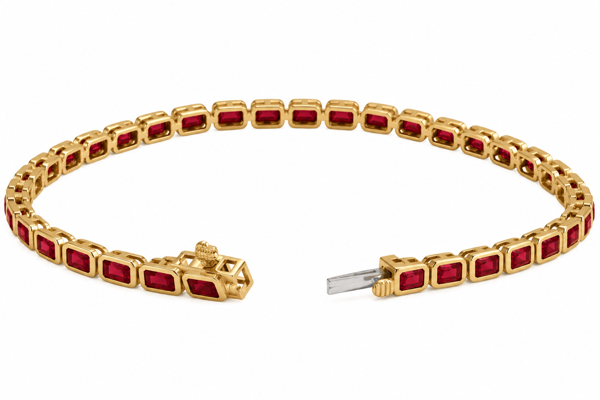 14K Emerald Ruby Tennis Bracelet