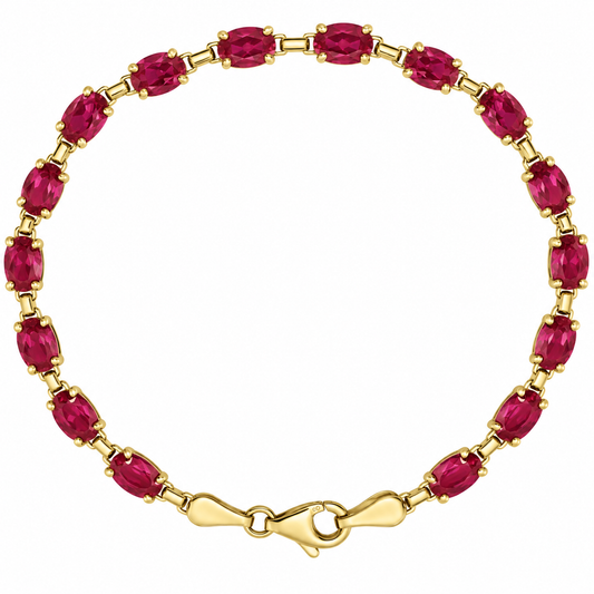 14K Yellow Gold Oval Ruby Tennis Bracelet