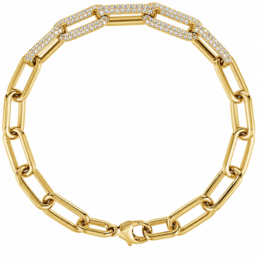 14K Diamond Chain Link Bracelet