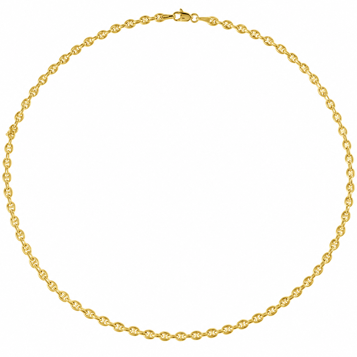 14K Yellow Gold Hollow Puffed Anchor Chain