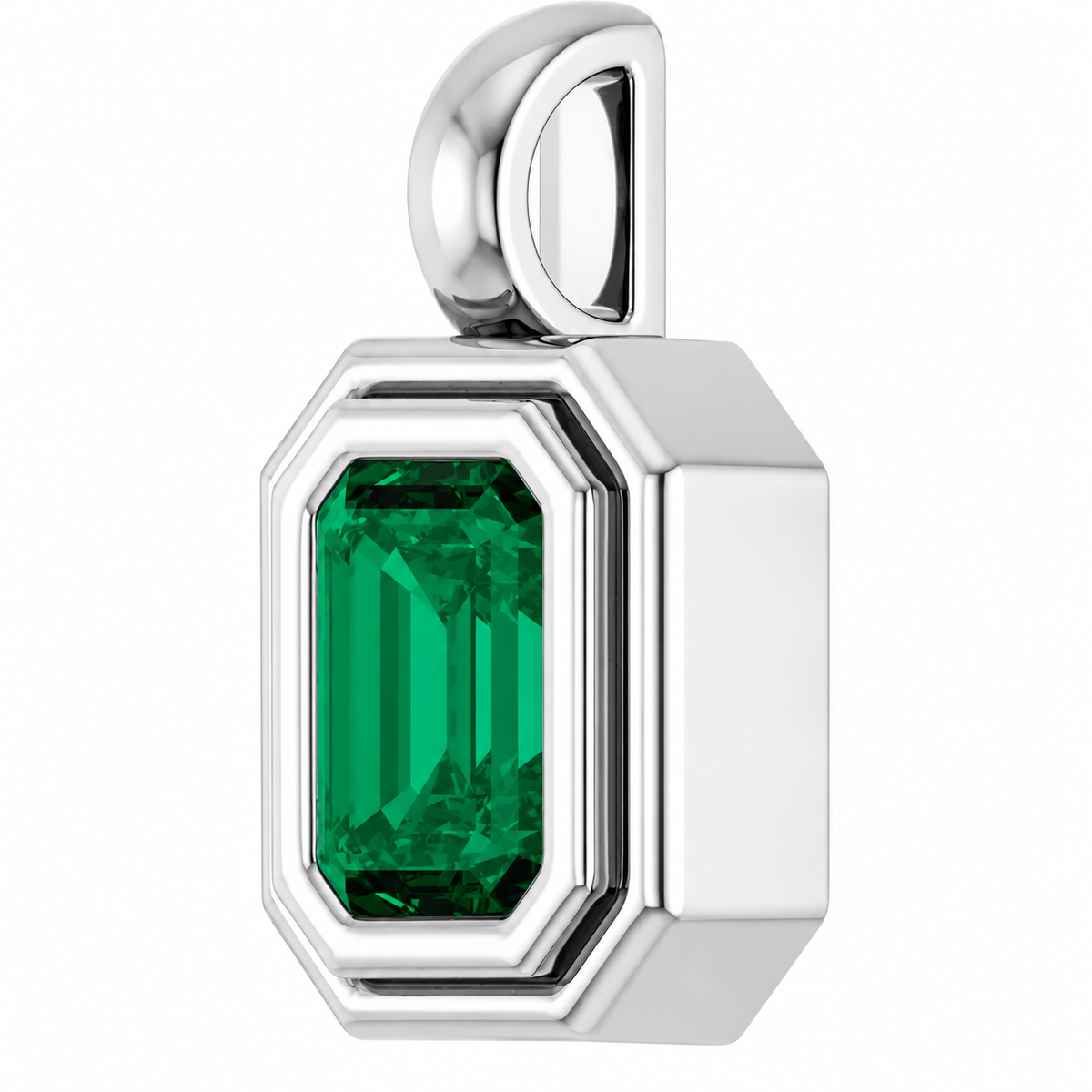 14K Emerald Disc Charm Necklace