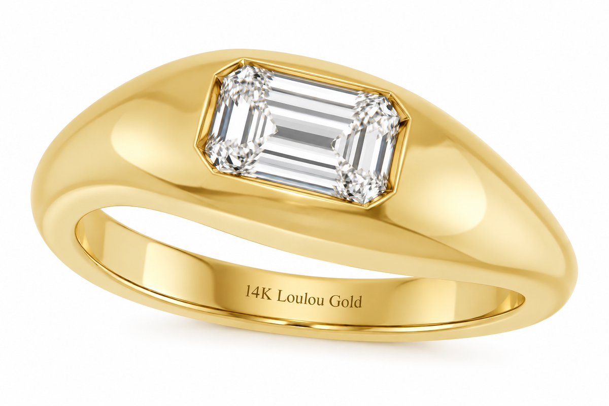 14K Emerald Diamond Solo Ring
