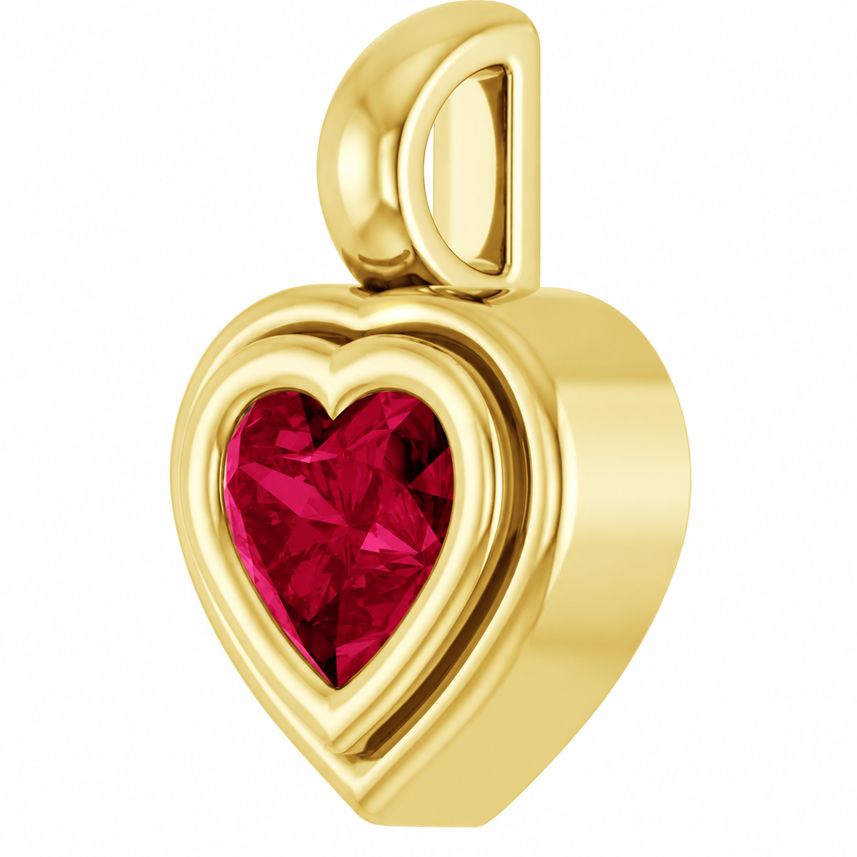 14K Heart Disc Charm Necklace