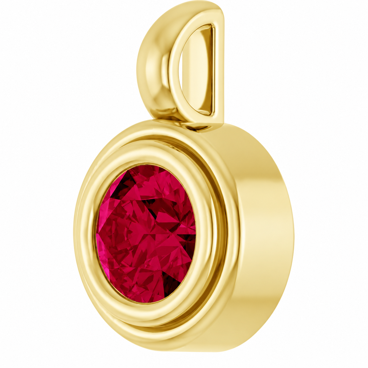 14K Round Disc Charm Necklace