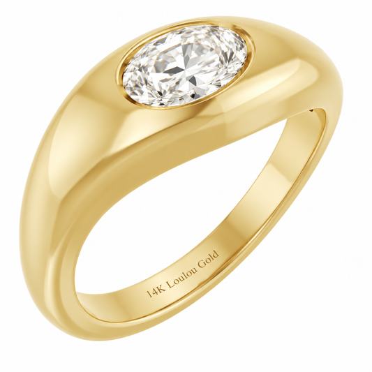 14K Oval Diamond Solo Ring