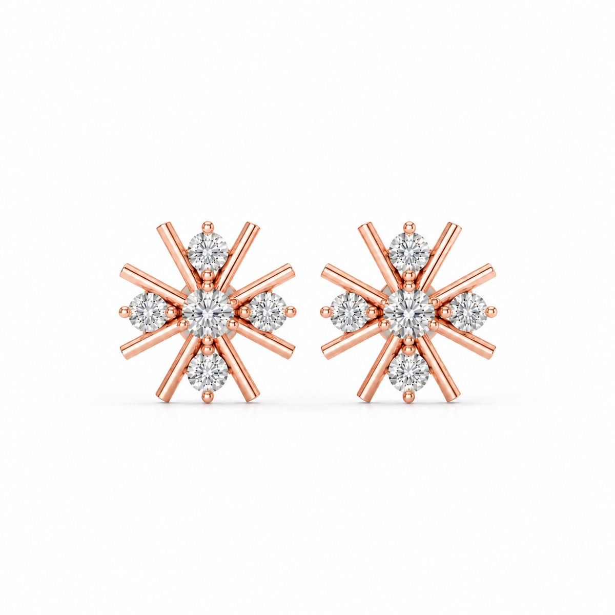 14K Snowflake Diamond Stud Earring