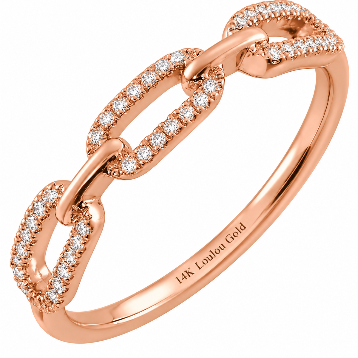 14K Diamond Link Chain Ring