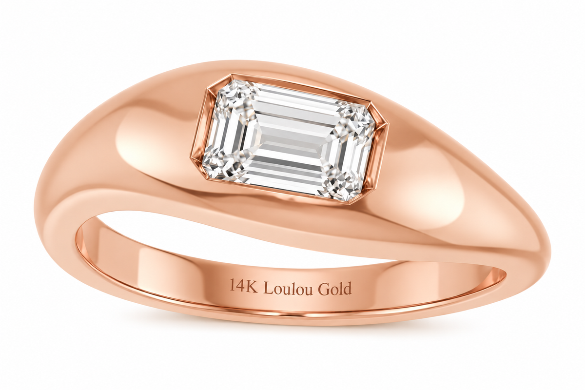 14K Emerald Diamond Solo Ring