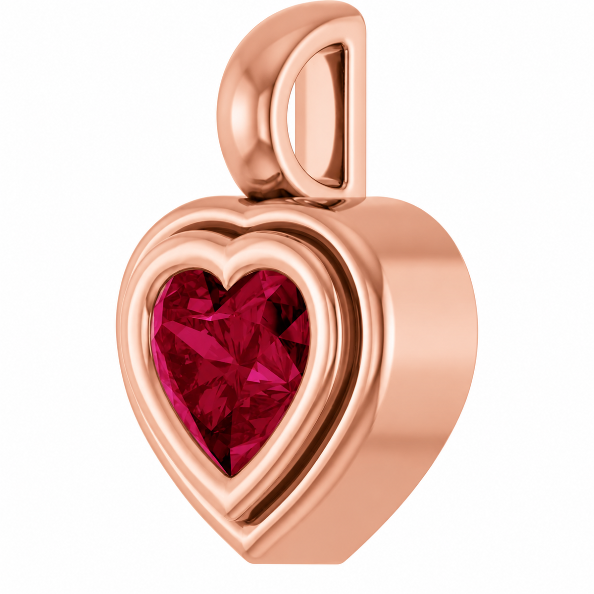 14K Heart Disc Charm Necklace