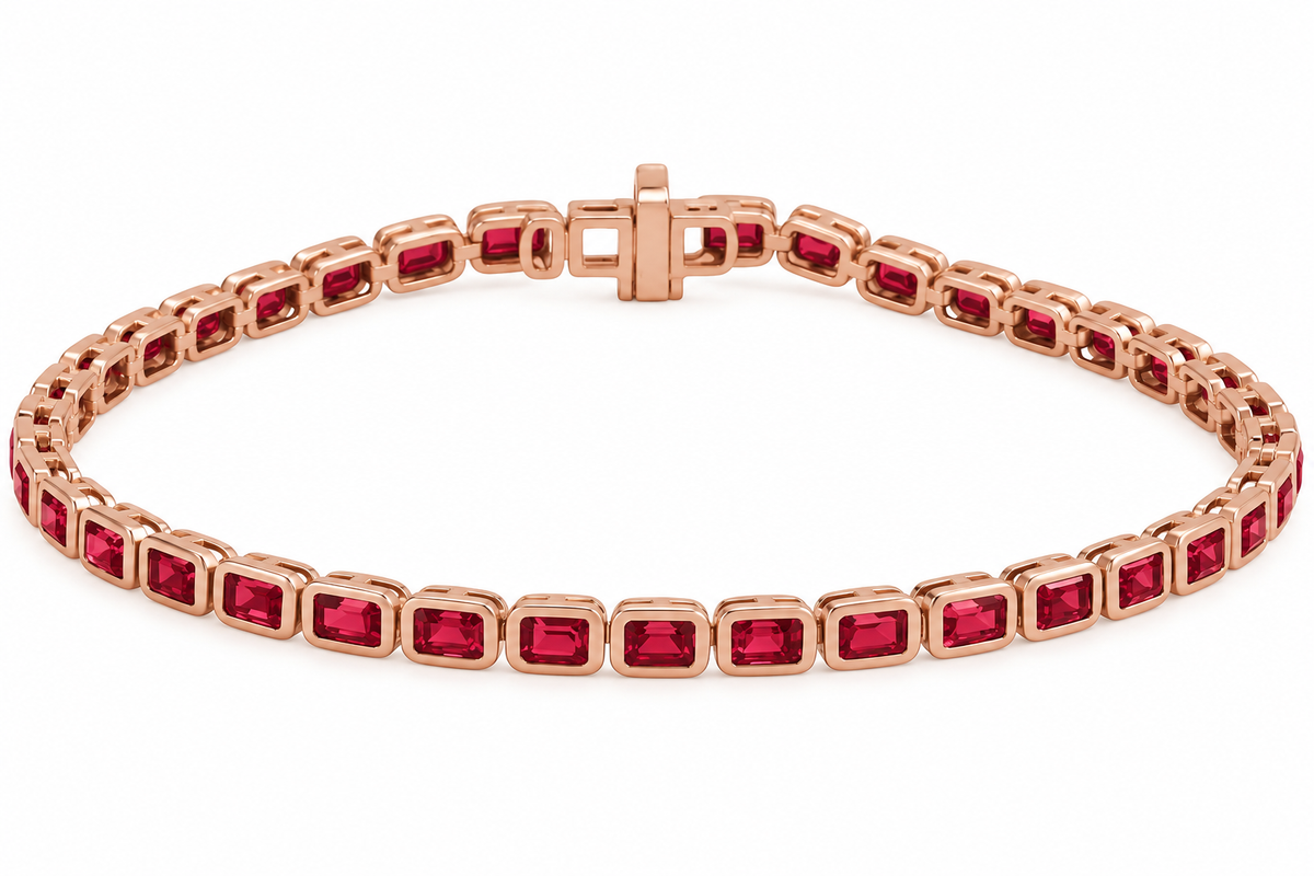 14K Emerald Ruby Tennis Bracelet