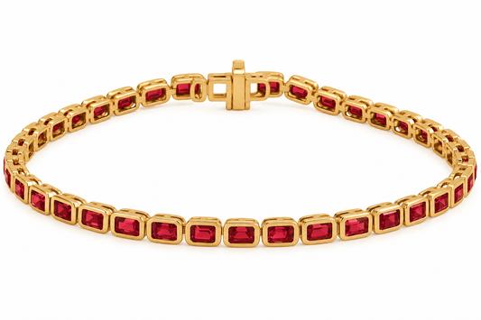 14K Emerald Ruby Tennis Bracelet