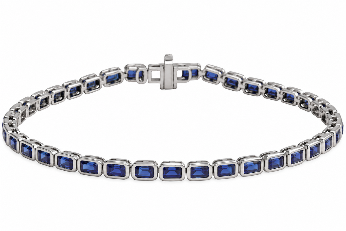 14K Emerald Sapphire Tennis Bracelet