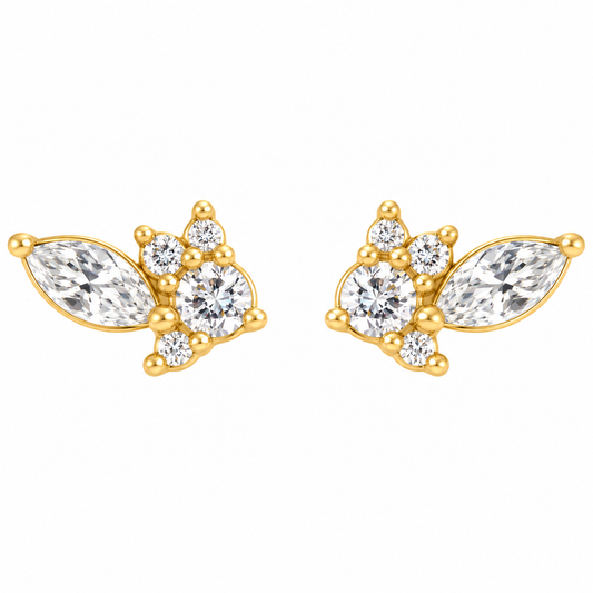 14K Marquise Cluster Diamond Earring