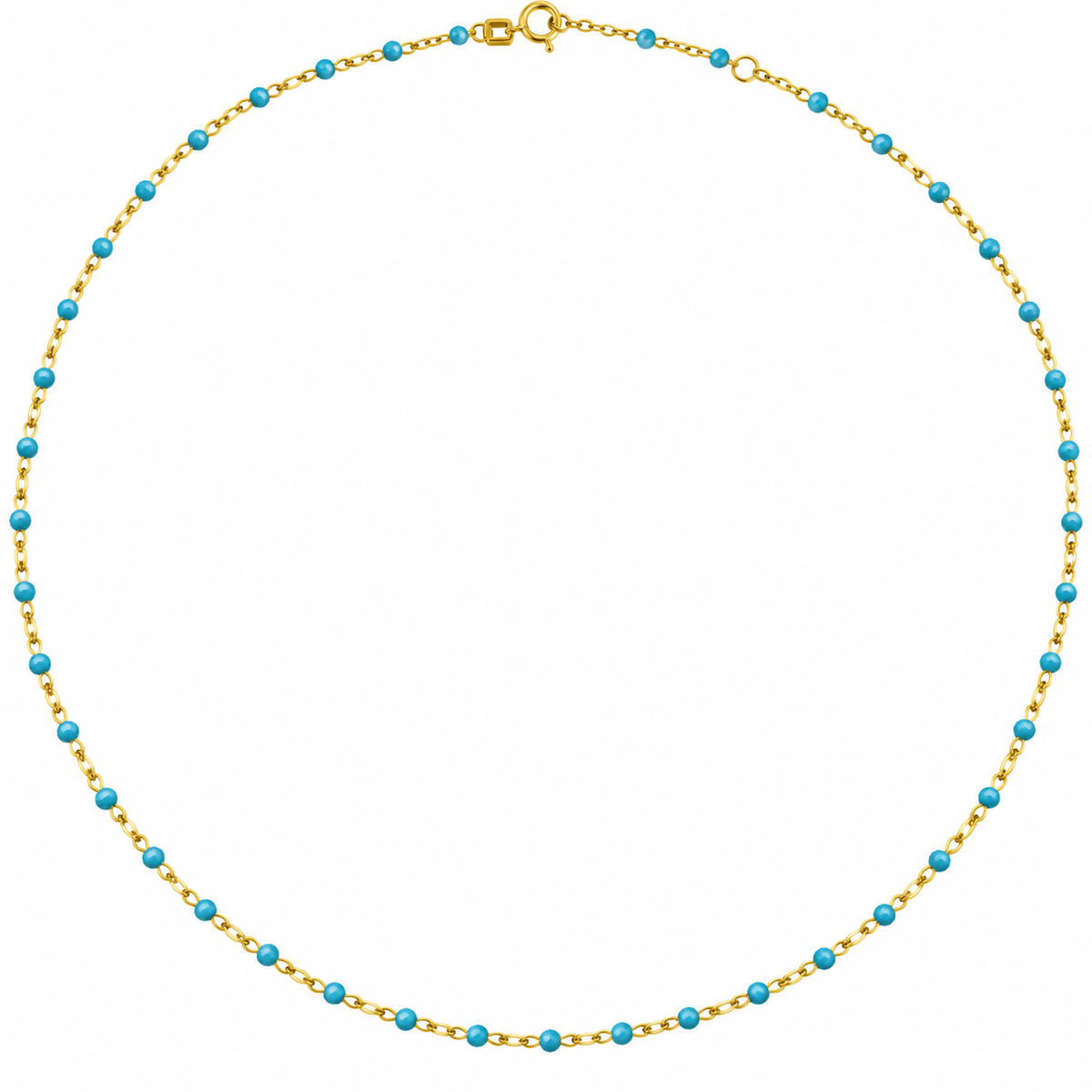 14K Adjustable Turquoise Bead Chain Necklace