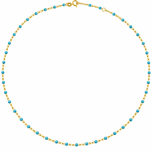 14K Adjustable Turquoise Bead Chain Necklace
