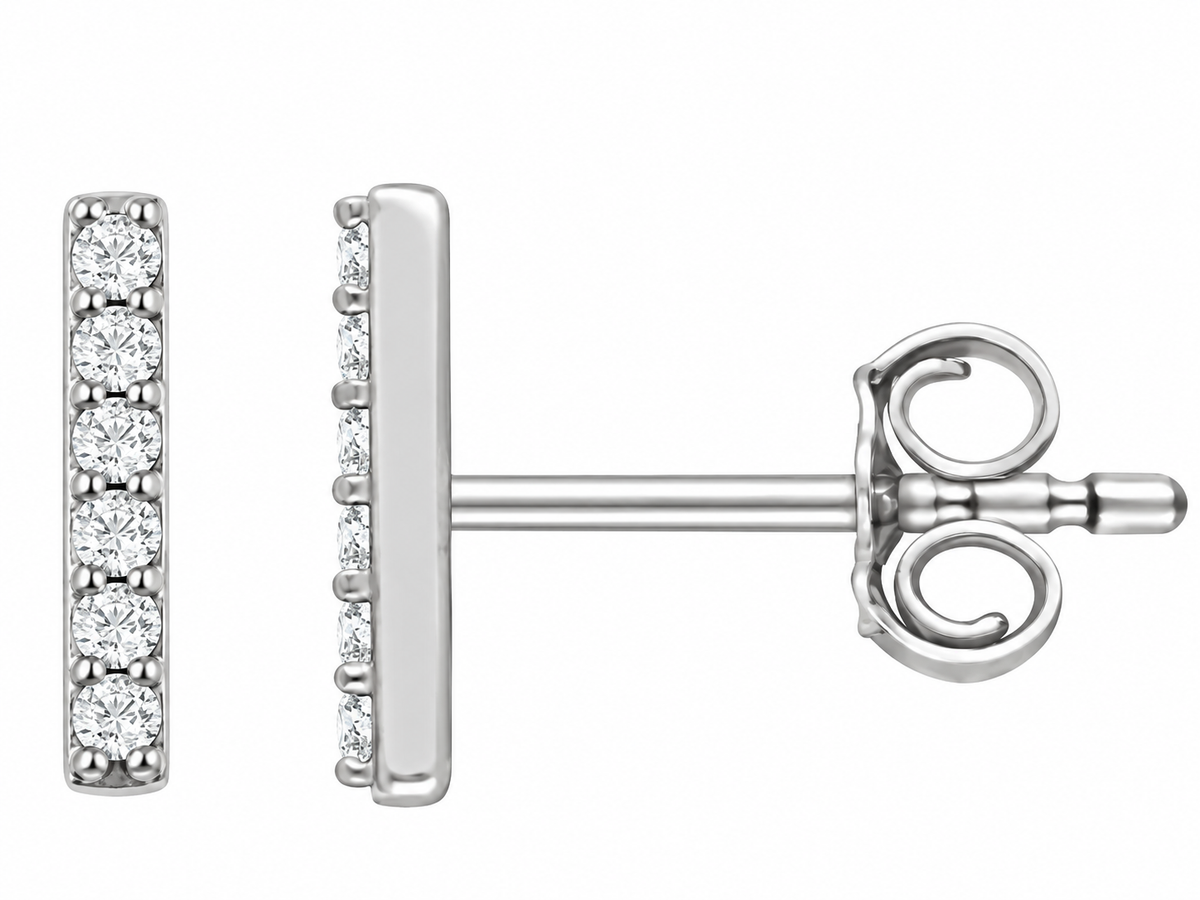 14K Diamond Bar Earrings
