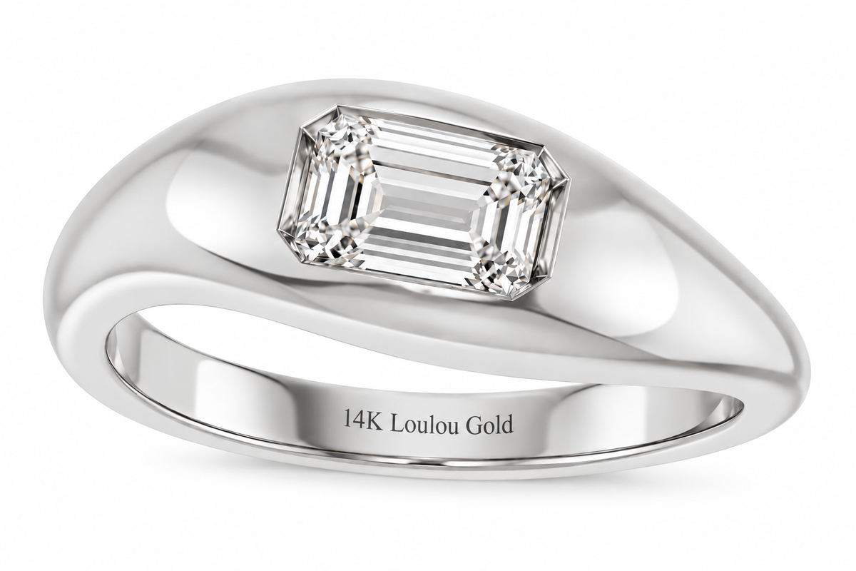 14K Emerald Diamond Solo Ring