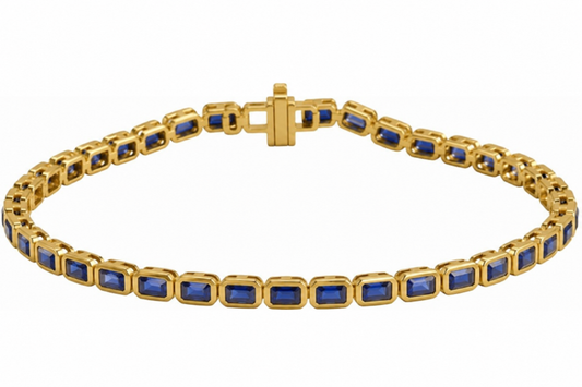 14K Emerald Sapphire Tennis Bracelet
