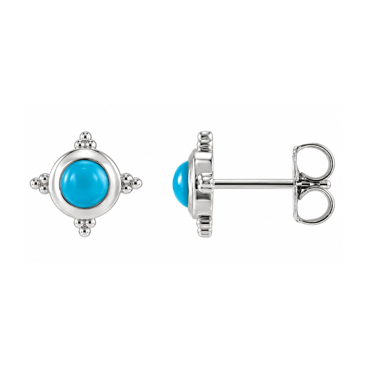 14K Turquoise Cabochon Stud Earrings