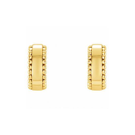 14K Gold Beaded Hoop Earring