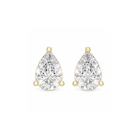 14K Solitaire Pear Prong Studs
