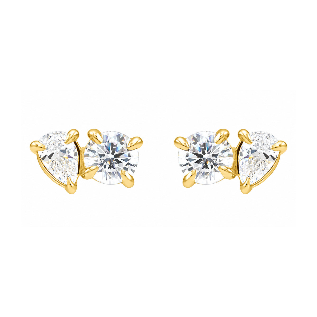 14K 2Stone Stud Earrings