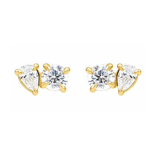 14K 2Stone Stud Earrings